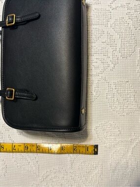 Source Unknown Black Shoulder Bag with Gold Buckle Accents